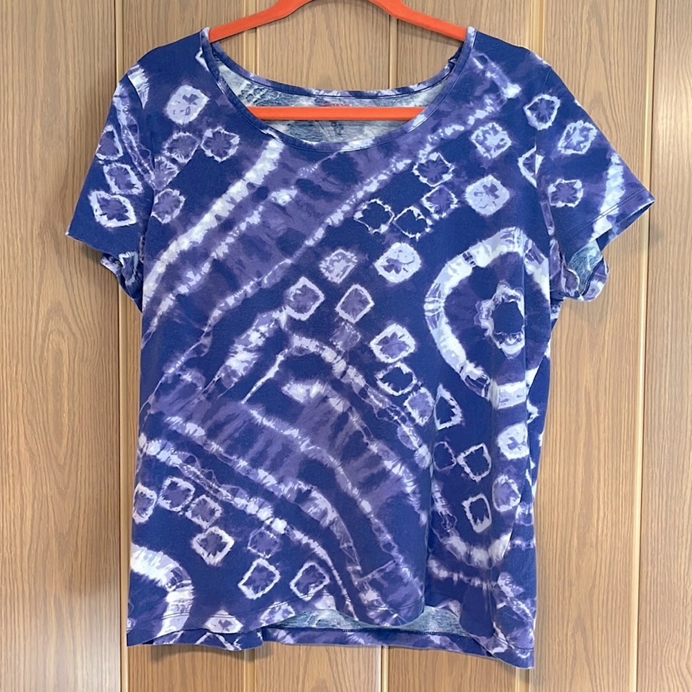 Jones New York Sport comfy XXL purple/white tie dye cotton/elastane t-shirt.
